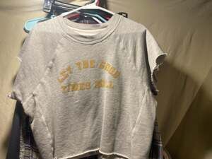 Billabong Let The Good Times Roll Grey Raw Hem Short Sleeve Sweatshirt